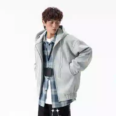 童先森 美式潮牌重磅开衫连帽男秋季宽松设计感百搭拉链卫衣外套 男款
