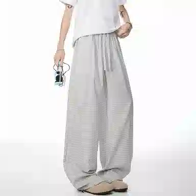 童先森 美式潮牌慵懒风简约格子中腰长裤休闲裤 男款