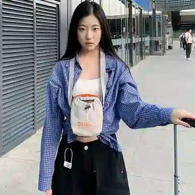 韩版抽绳轻便小众时尚个性 尼龙 手机包 常规 男女同款情侣款 多色