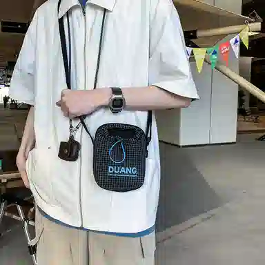 韩版抽绳轻便小众时尚个性 尼龙 手机包 常规 男女同款情侣款 多色