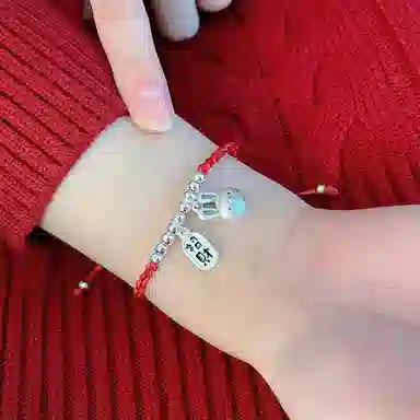 百年传琪 足银泰银磨砂兔子 轻奢小众精致 手链 男女同款情侣款