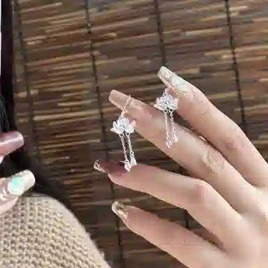 百年传琪 古风 好运连连 莲花两世欢气质 好事莲莲 民族风 学院风 流苏 足银 耳环 女款