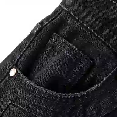 太平鸟 纯色口袋高腰直筒牛仔裤 女款