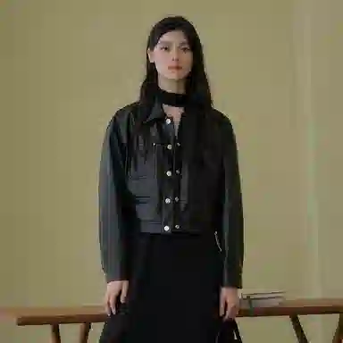 Peacebird Lapel Single-Breasted Leather Jacket