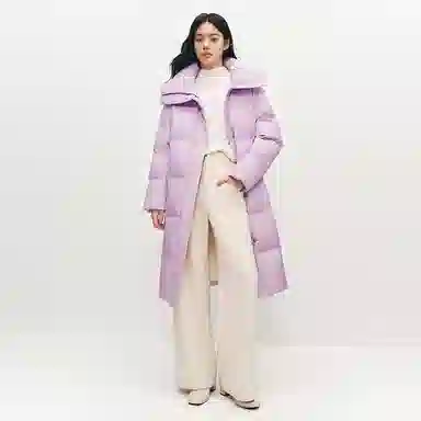 太平鸟 印花长款面包服休闲立领羽绒服 女款