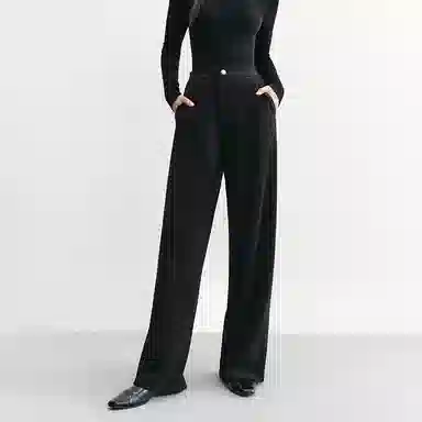 太平鸟 纯色高腰直筒保暖休闲裤 女款