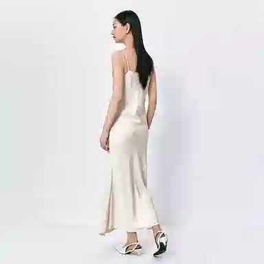 Peacebird Jacquard Slip Dress Beige