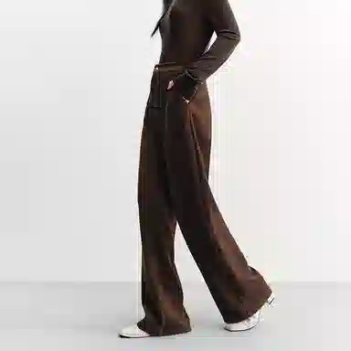 太平鸟 纯色高腰直筒保暖休闲裤 女款