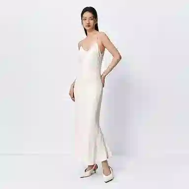 Peacebird Jacquard Slip Dress Beige