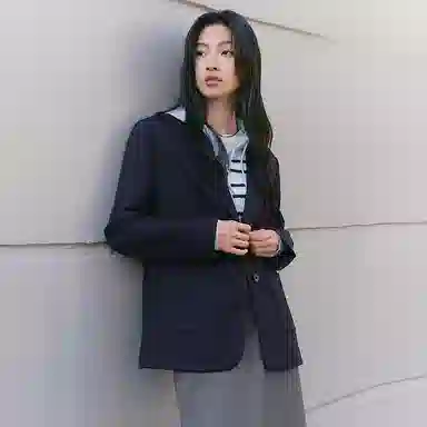 LEDIN Embroidered Blazer Navy