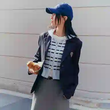 LEDIN Embroidered Blazer Navy