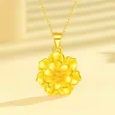 克拉太太 花开富贵 牵丝牡丹花 温柔气质轻奢精致高级优雅 足金 一口价 黄金吊坠 女款 礼盒款