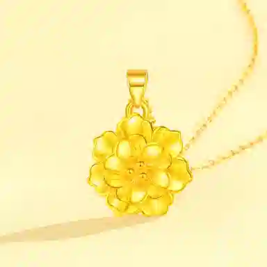 克拉太太 花开富贵 牵丝牡丹花 温柔气质轻奢精致高级优雅 足金 一口价 黄金吊坠 女款 礼盒款