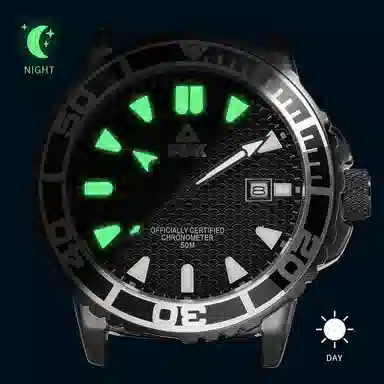 匹克经典简约全自动机械手表男时尚防水夜光 自动机械机芯 精钢表带 国表 男表 黑色表盘 通勤商务百搭