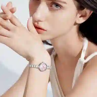 匹克手表女士款学生职场穿搭轻奢小众高级感满钻大牌正品 石英机芯 精钢表带 国表 女表 粉色表盘 防水高颜值礼盒套装