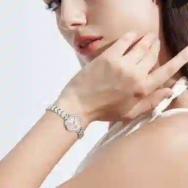 匹克手表女士款学生职场穿搭轻奢小众高级感满钻大牌正品 石英机芯 精钢表带 国表 女表 粉色表盘 防水高颜值礼盒套装