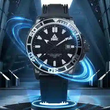 匹克经典简约全自动机械手表男时尚防水夜光 自动机械机芯 精钢表带 国表 男表 黑色表盘 通勤商务百搭