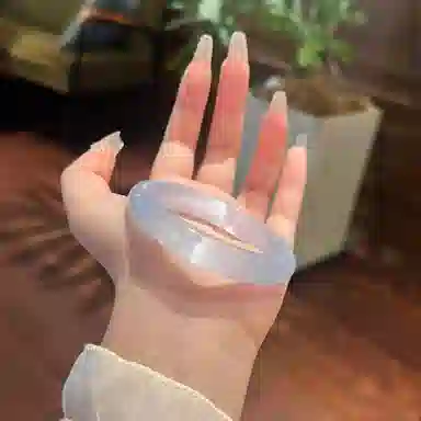 匠锁心玉 白月光猫眼镯子清透新中式精致古风清冷感温润气质显白优雅小众叠戴镯子百搭素圈女友甜蜜浪漫告白好运 琉璃 手镯 男女同款情侣款