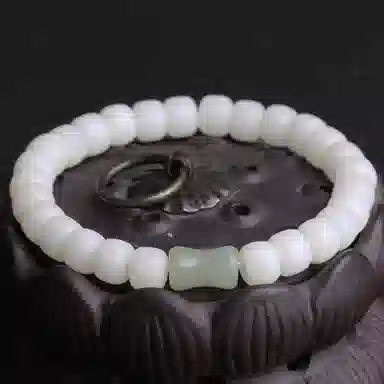 妍韵珠宝 和田玉竹节文玩 白玉菩提 手串 男女同款情侣款