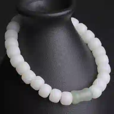 妍韵珠宝 和田玉竹节文玩 白玉菩提 手串 男女同款情侣款