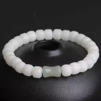 妍韵珠宝 和田玉竹节文玩 白玉菩提 手串 男女同款情侣款