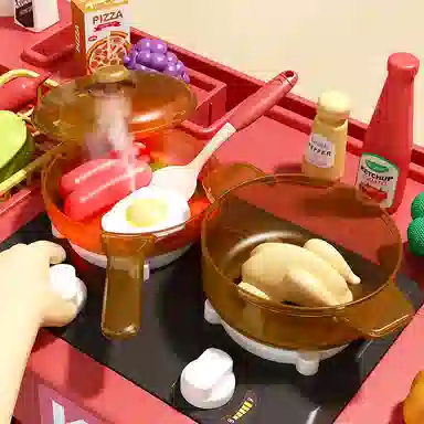 益米 儿童迷你厨房过家家 喷雾出水 带灯光音乐 仿真模拟做饭 智能玩具