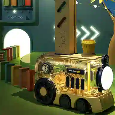 益米 多米诺骨牌车 趣味电动小火车 早教益智玩具