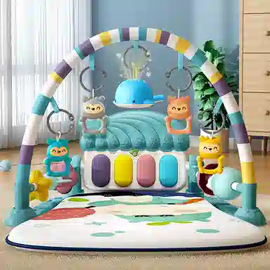 益米 婴儿健身架 安抚哄娃神器 脚踏钢琴 故事机 有灯光 早教益智玩具