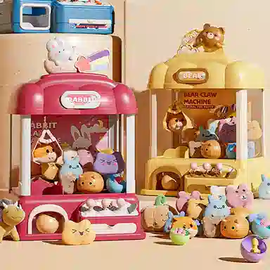 益米 大号娃娃机 网红抓娃娃带声光 节日礼 物 彩虹兔奶茶熊 玩具