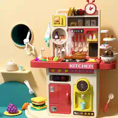 益米 儿童迷你厨房过家家 喷雾出水 带灯光音乐 仿真模拟做饭 智能玩具