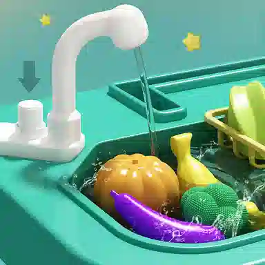 益米 儿童迷你厨房过家家 喷雾出水 带灯光音乐 仿真模拟做饭 智能玩具