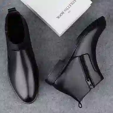 英伦骑士 头层牛皮 舒适   潮流百搭 时尚 短靴 男款 黑色