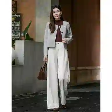 【dme】 秋季立体撞色辑线分割裤直筒小个子舒适显瘦复古时尚百搭宽松大气牛仔裤 女款