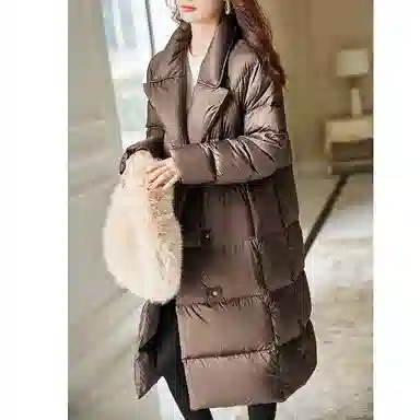 【dme】 纯色基础加厚保暖气质长款翻驳领羽绒服 女款