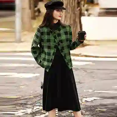 【dme】 短款休闲舒适细腻柔和亲肤外套夹克 女款 绿色