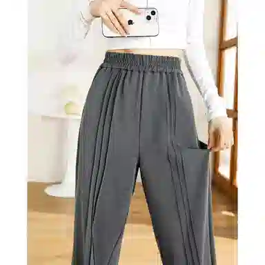 【dme】 纯色中腰休闲裤 女款 深灰色