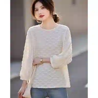 【dme】 宽松圆领纯色九分袖卫衣 女款 薄荷绿