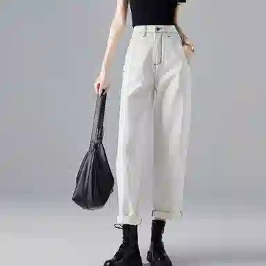 【dme】 中腰纯色宽松直筒牛仔裤 女款 本白