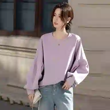 【dme】 圆领套头纯色长袖卫衣 女款 薄雾紫
