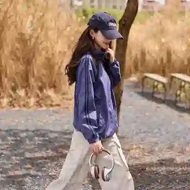 【dme】 宽松拉链插肩袖长袖夹克外套 女款 紫色