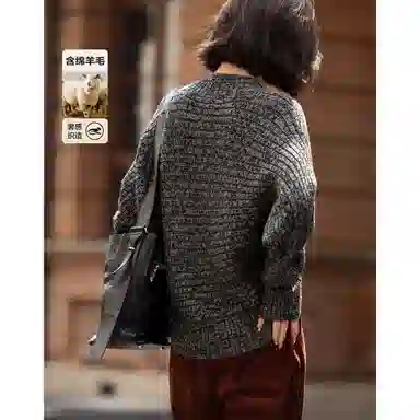 【dme】 冬季优雅立领连袖线衫花纱气质小个子上衣复古松弛感宽松显瘦简约设计休闲时尚潮流高级感慵懒风宝藏内搭高智感基础针织衫 女款