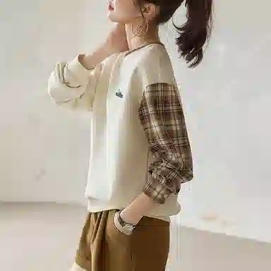 【dme】 拼色圆领套头宽松休闲长袖卫衣 女款