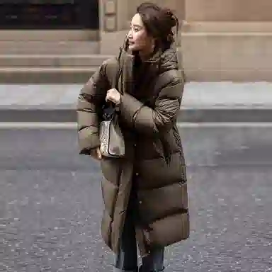 【dme】 纯色时尚休闲简约连帽保暖舒适长袖羽绒服 女款 黑色