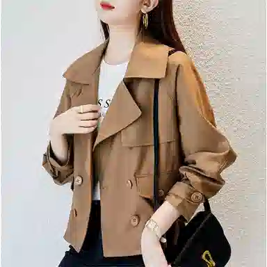 【dme】 小个子短双排扣翻领风衣 女款