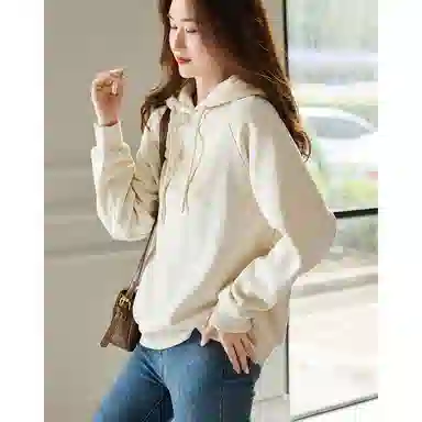 【dme】 字母印花连帽加绒宽松长袖卫衣 女款