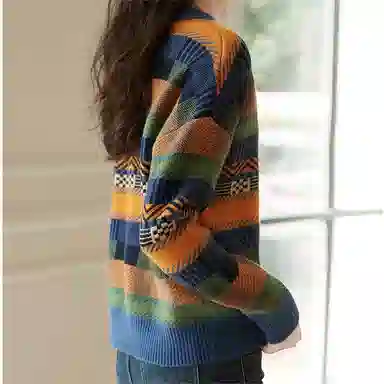 【dme】 复古撞色加厚保暖针织衫 女款