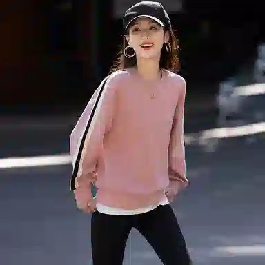 【dme】 纯色圆领合身套头长袖卫衣 女款 皮粉