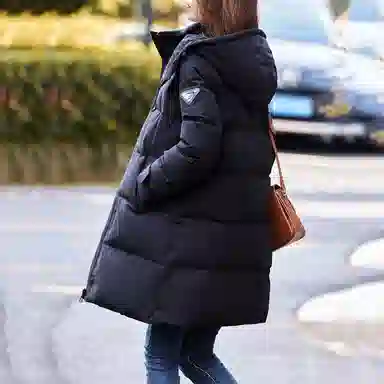 【dme】 纯色基础加厚三防连帽保暖魔术贴羽绒服 女款