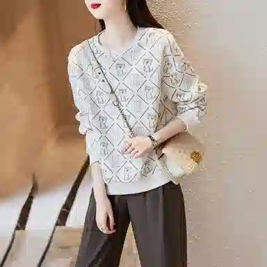 【dme】 圆领字母动物印花休闲长袖卫衣 女款 本白