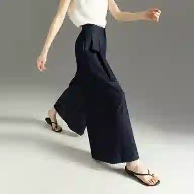 【dme】 宽松版型舒适百搭风格直筒版型原色牛仔立体压褶九分显瘦阔腿裤牛仔裤 女款